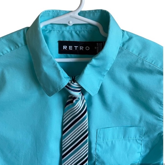 ** 2 for $20**Teen 14 regular Cotten Blend turquoise Dress
Shirt and Tie Set - Picture 3 of 9